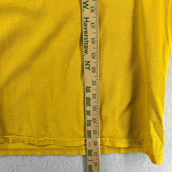 NIKE Shirt Mens L 90s Center Swoosh Spellout Short Sleeve Cotton Yellow VTG - Picture 12 of 13
